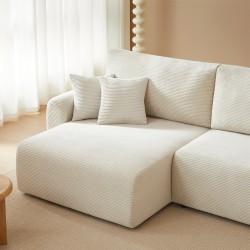 Divano angolare sinistro aperto convertibile DANILO 4 posti in velluto a coste beige