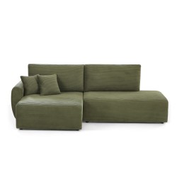 Divano angolare sinistro aperto convertibile DANILO 4 posti in velluto a coste verde