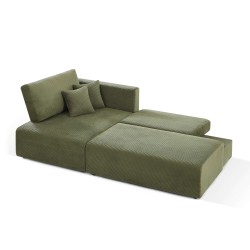 Divano angolare sinistro aperto convertibile DANILO 4 posti in velluto a coste verde