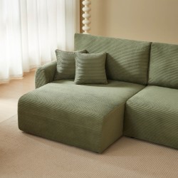 Divano angolare sinistro aperto convertibile DANILO 4 posti in velluto a coste verde