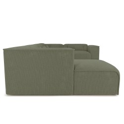 Divano panoramico fisso NUNA 7 posti con chaise longue a sinistra in velluto a coste verde