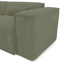 Divano panoramico fisso NUNA 7 posti con chaise longue a sinistra in velluto a coste verde