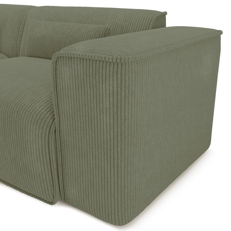 Divano panoramico fisso NUNA 7 posti con chaise longue a sinistra in velluto a coste verde