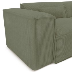 Divano panoramico fisso NUNA 7 posti con poltrona destra in velluto a coste verde