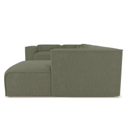 Divano panoramico fisso NUNA 7 posti con poltrona destra in velluto a coste verde