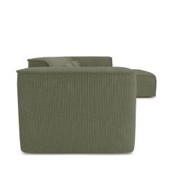 Feste Eckcouch NUNA 5/6-Sitzer aus grünem Cord