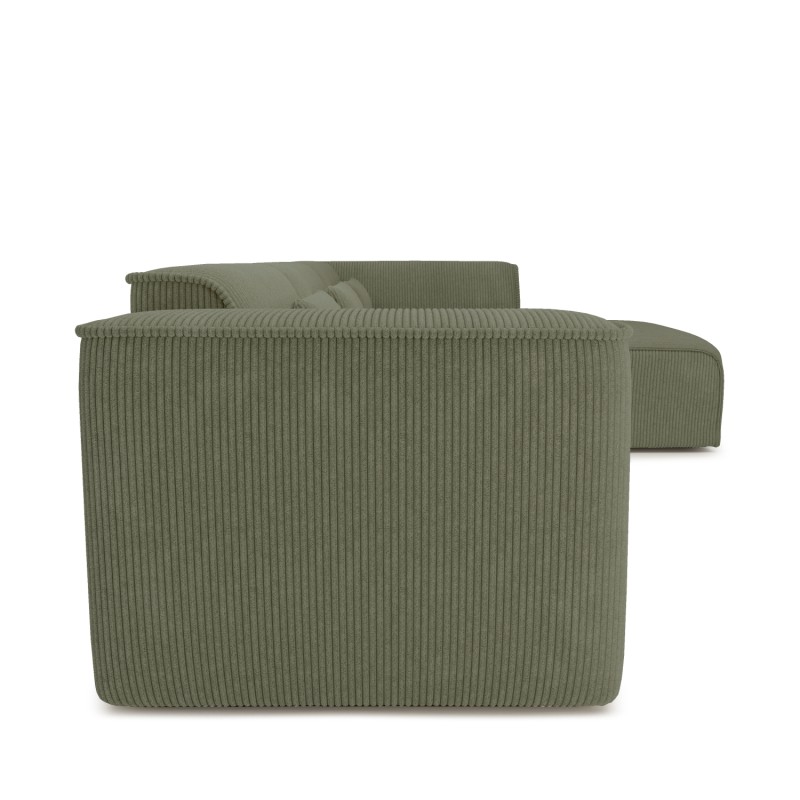 Feste Eckcouch NUNA 5/6-Sitzer aus grünem Cord