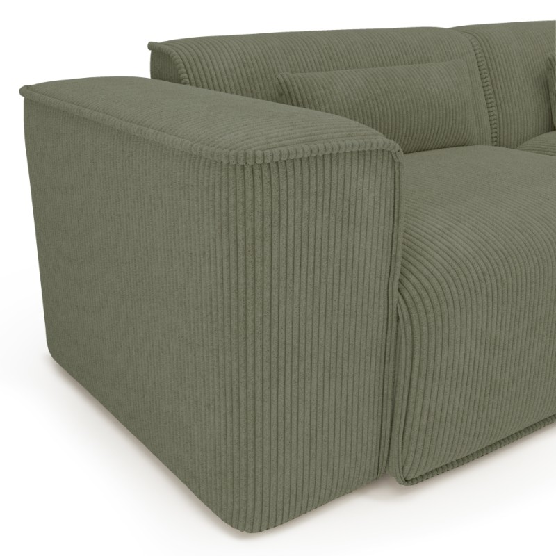 Feste Eckcouch NUNA 5/6-Sitzer aus grünem Cord