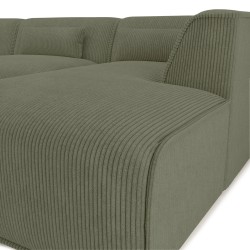 Feste Eckcouch NUNA 5/6-Sitzer aus grünem Cord