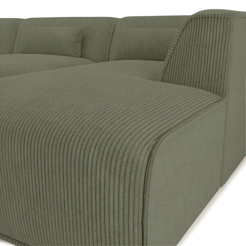 Feste Eckcouch NUNA 5/6-Sitzer aus grünem Cord