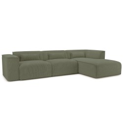 Feste Eckcouch NUNA 5/6-Sitzer aus grünem Cord