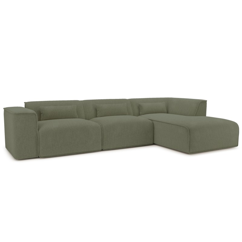 Feste Eckcouch NUNA 5/6-Sitzer aus grünem Cord