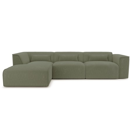 Feste Eckcouch NUNA 5/6-Sitzer aus grünem Cord