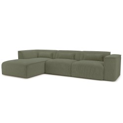 Divano angolare fisso sinistro NUNA 5/6 posti in velluto a coste verde