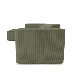 Divano angolare fisso sinistro NUNA 5/6 posti in velluto a coste verde