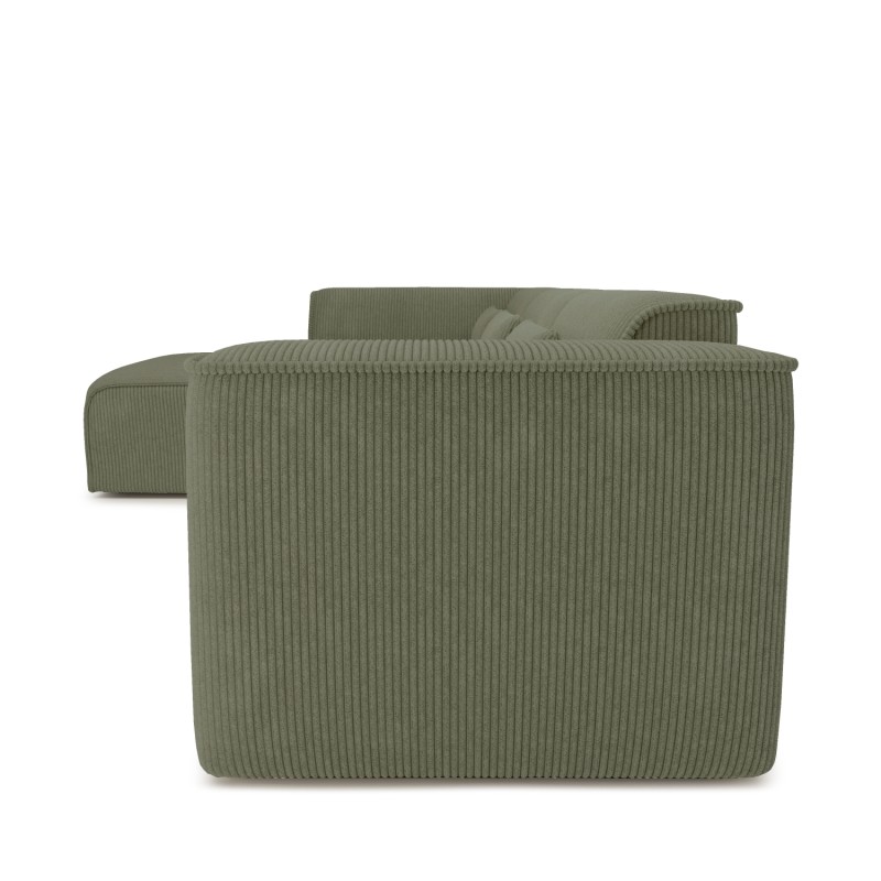 Divano angolare fisso sinistro NUNA 5/6 posti in velluto a coste verde