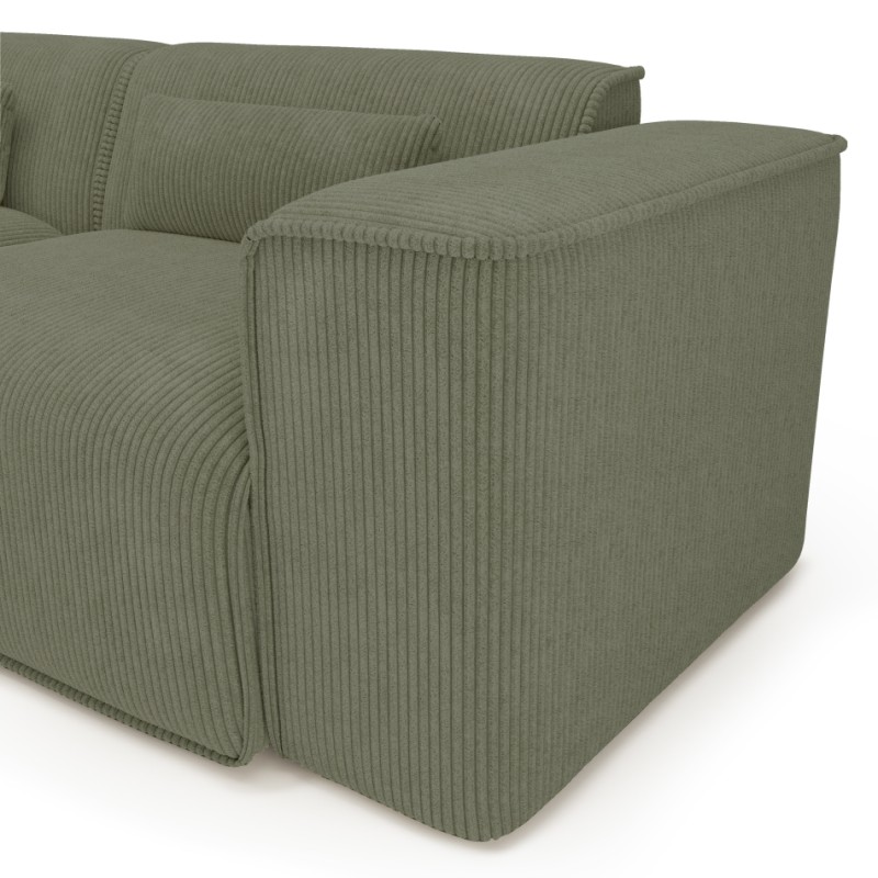 Divano angolare fisso sinistro NUNA 5/6 posti in velluto a coste verde