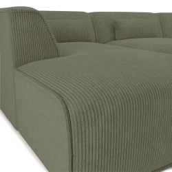 Divano angolare fisso sinistro NUNA 5/6 posti in velluto a coste verde