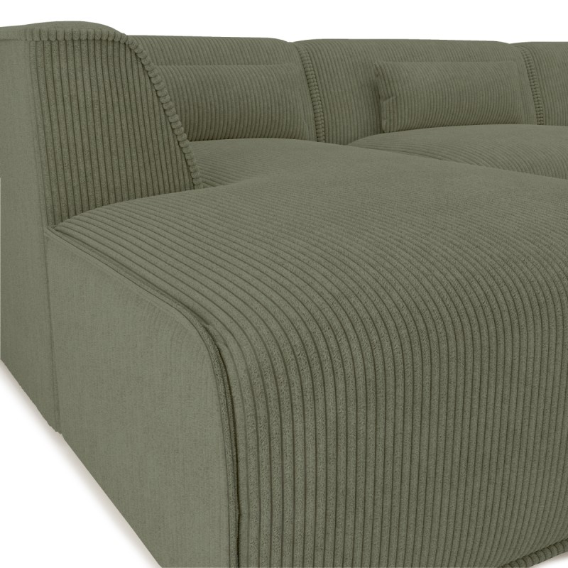 Divano angolare fisso sinistro NUNA 5/6 posti in velluto a coste verde