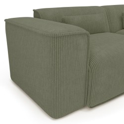 Ecksofa NUNA mit fester rechter Ecke, 4-Sitzer, grüner Cord