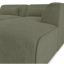 Ecksofa NUNA mit fester rechter Ecke, 4-Sitzer, grüner Cord