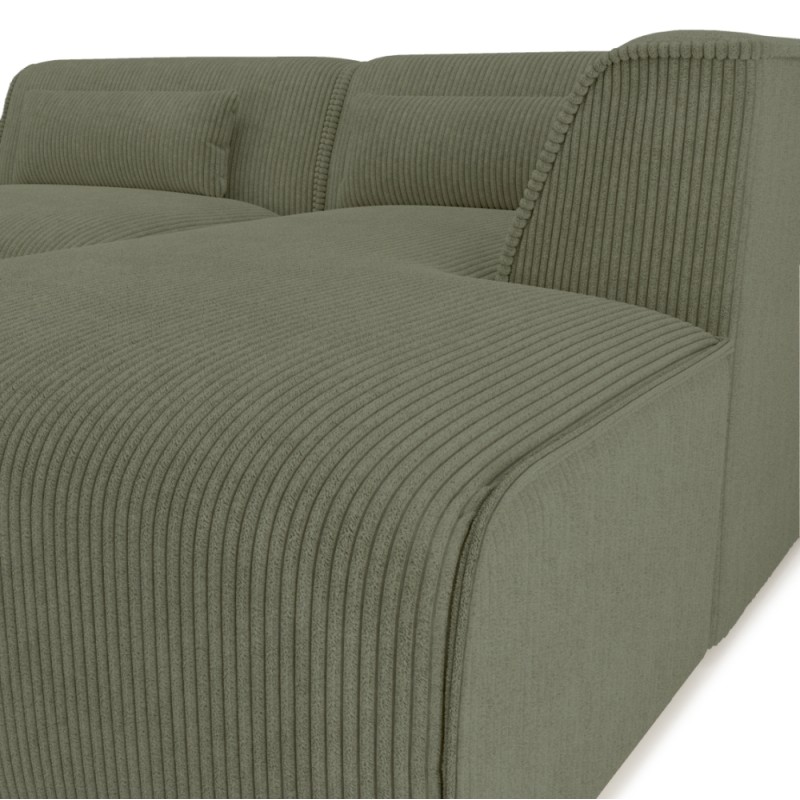 Ecksofa NUNA mit fester rechter Ecke, 4-Sitzer, grüner Cord