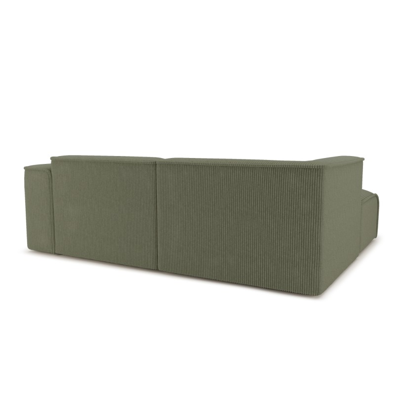 Canapé d'angle gauche fixe NUNA 4 places velours côtelé vert