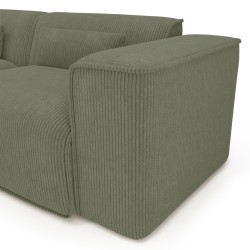 Canapé d'angle gauche fixe NUNA 4 places velours côtelé vert