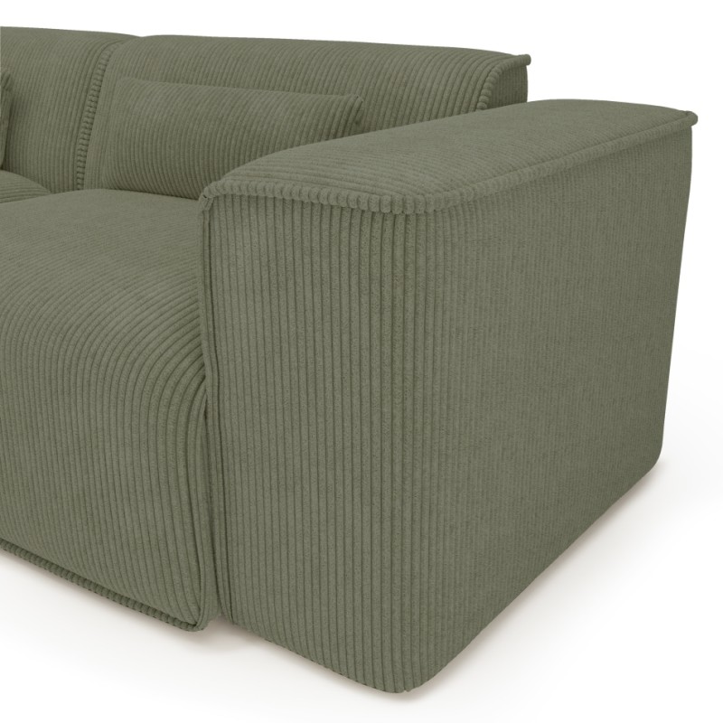 Canapé d'angle gauche fixe NUNA 4 places velours côtelé vert