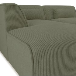 Canapé d'angle gauche fixe NUNA 4 places velours côtelé vert