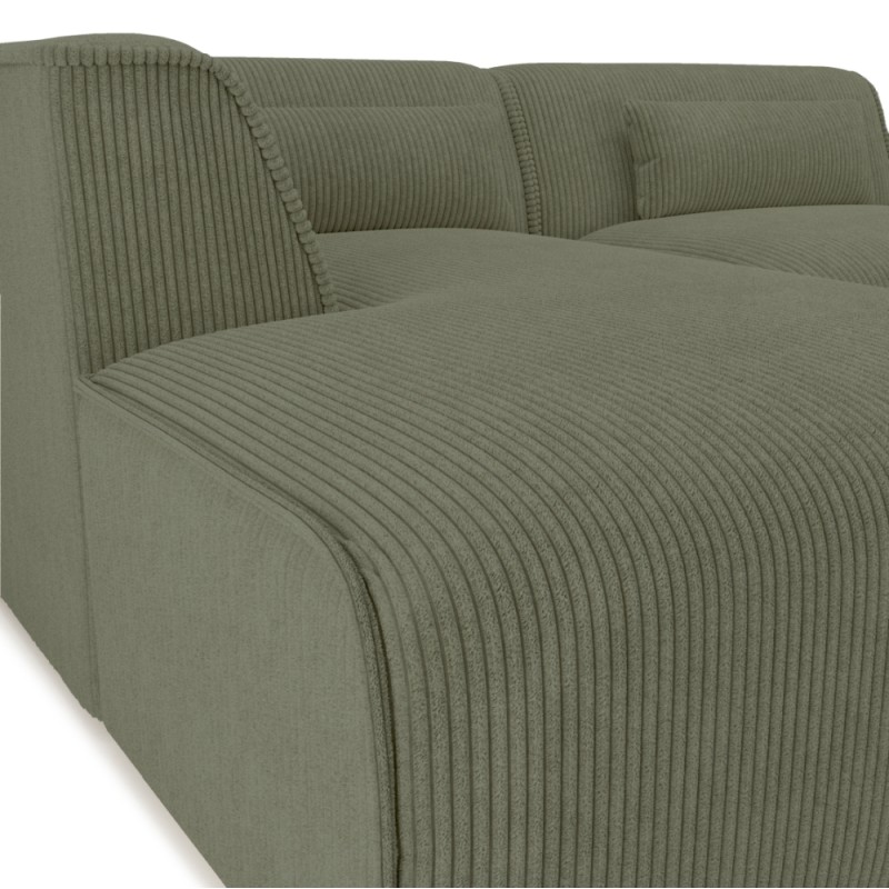 Canapé d'angle gauche fixe NUNA 4 places velours côtelé vert