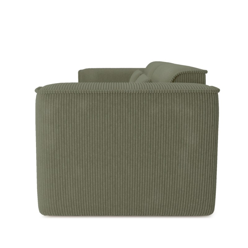 Divano fisso NUNA a 3 posti in velluto a coste verde