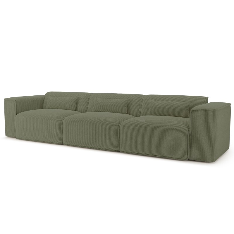 Divano fisso NUNA 4/5 posti in velluto a coste verde