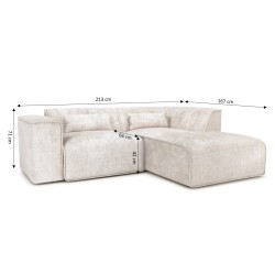 Ecksofa NUNA mit fester rechter Ecke, 4-Sitzer, Stoff, beige