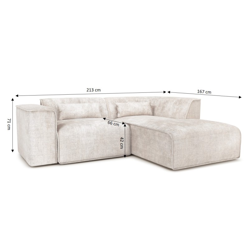 Ecksofa NUNA mit fester rechter Ecke, 4-Sitzer, Stoff, beige