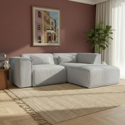 Ecksofa rechts feststehend NUNA 4-Sitzer Cord grau