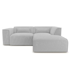 Ecksofa rechts feststehend NUNA 4-Sitzer Cord grau