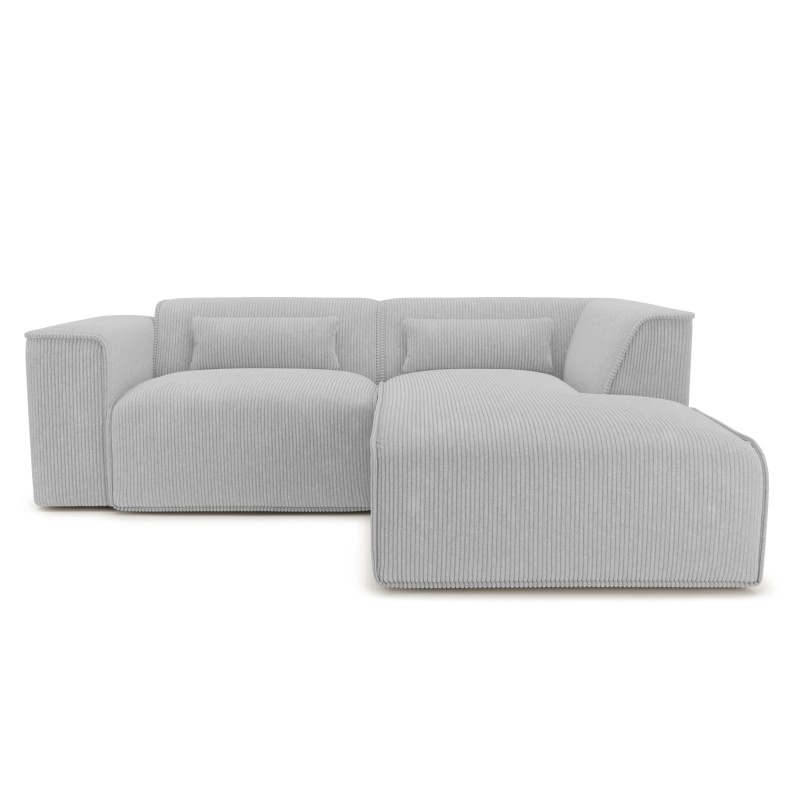 Ecksofa rechts feststehend NUNA 4-Sitzer Cord grau
