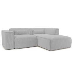Ecksofa rechts feststehend NUNA 4-Sitzer Cord grau