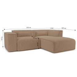 Ecksofa NUNA mit 4 Sitzplätzen, braun, Cord