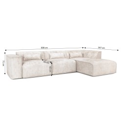 Ecksofa rechts feststehend NUNA 5/6-Sitzer Stoff beige