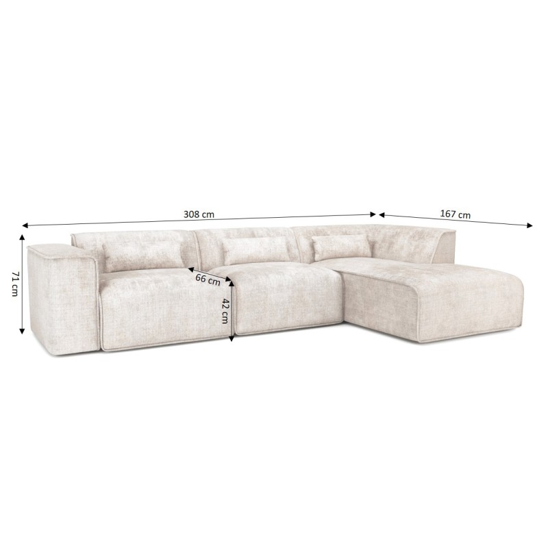 Ecksofa rechts feststehend NUNA 5/6-Sitzer Stoff beige