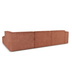 Canapé d'angle droit fixe NUNA 5/6 places tissu terracotta