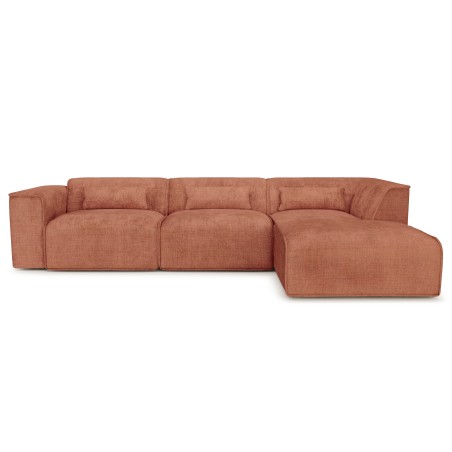 Divano angolare destro fisso NUNA 5/6 posti in tessuto terracotta