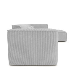 Canapé d'angle droit fixe NUNA 5/6 places velours côtelé gris