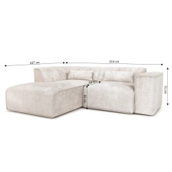 Ecksofa links NUNA 4-Sitzer, beigefarbener Stoff