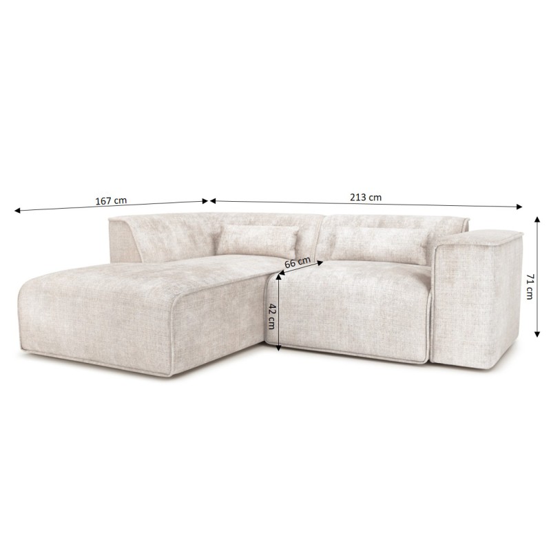 Ecksofa links NUNA 4-Sitzer, beigefarbener Stoff