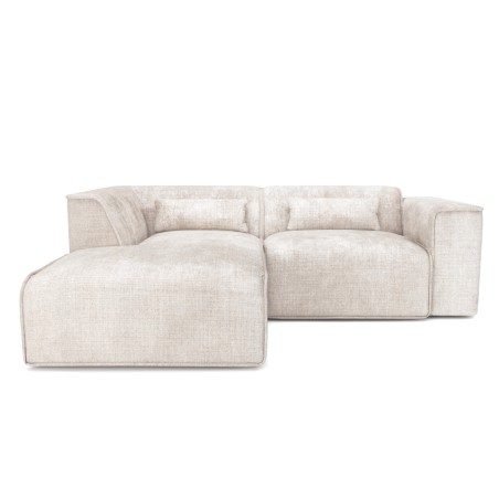 Divano angolare fisso NUNA 4 posti in tessuto beige