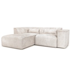 Ecksofa links NUNA 4-Sitzer, beigefarbener Stoff