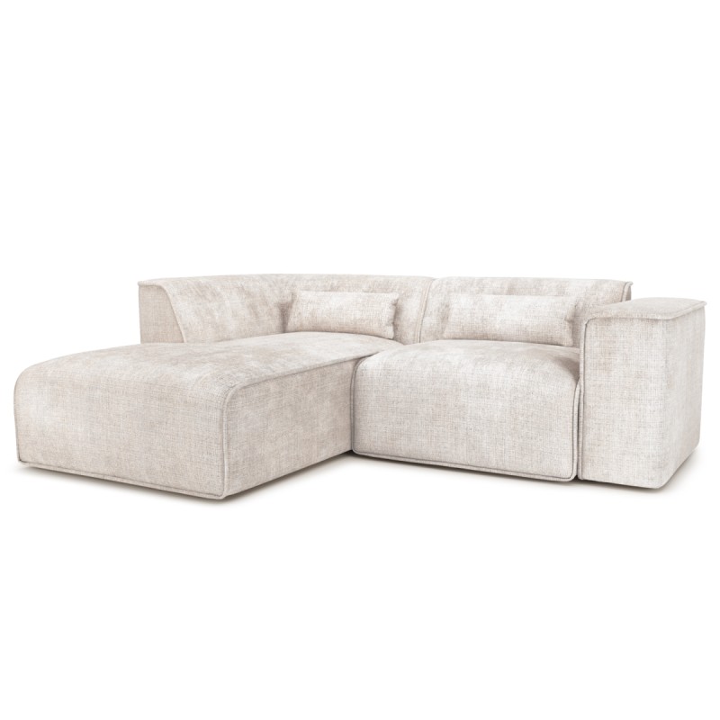 Ecksofa links NUNA 4-Sitzer, beigefarbener Stoff